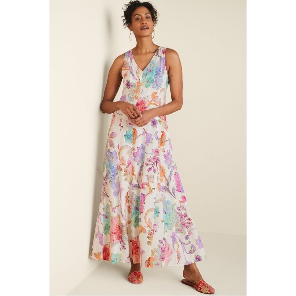 Soft Surroundings Floral Watercolor Flourish Maxi Dress XL Multicolor Flowy - Picture 1 of 12